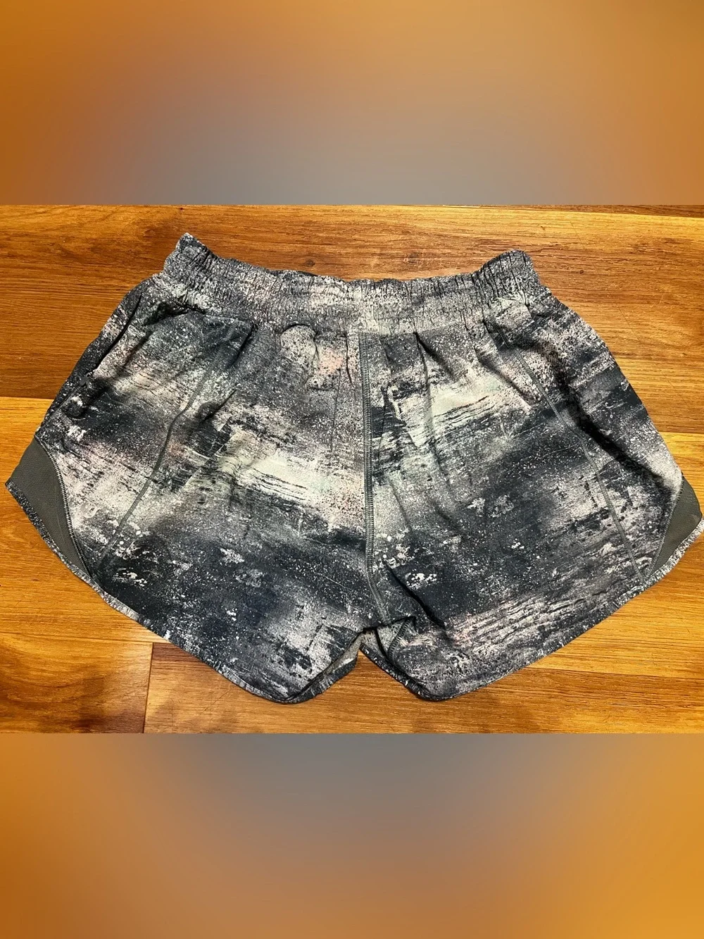 lululemon athletica Teal Marble-Pattern Athletic Shorts